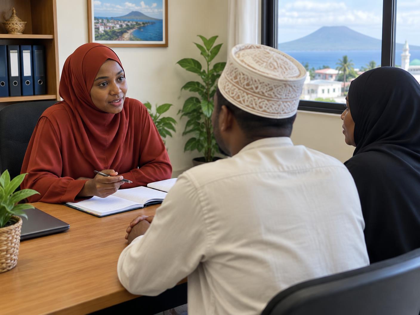 Échange entre une conseillère et une famille comorienne